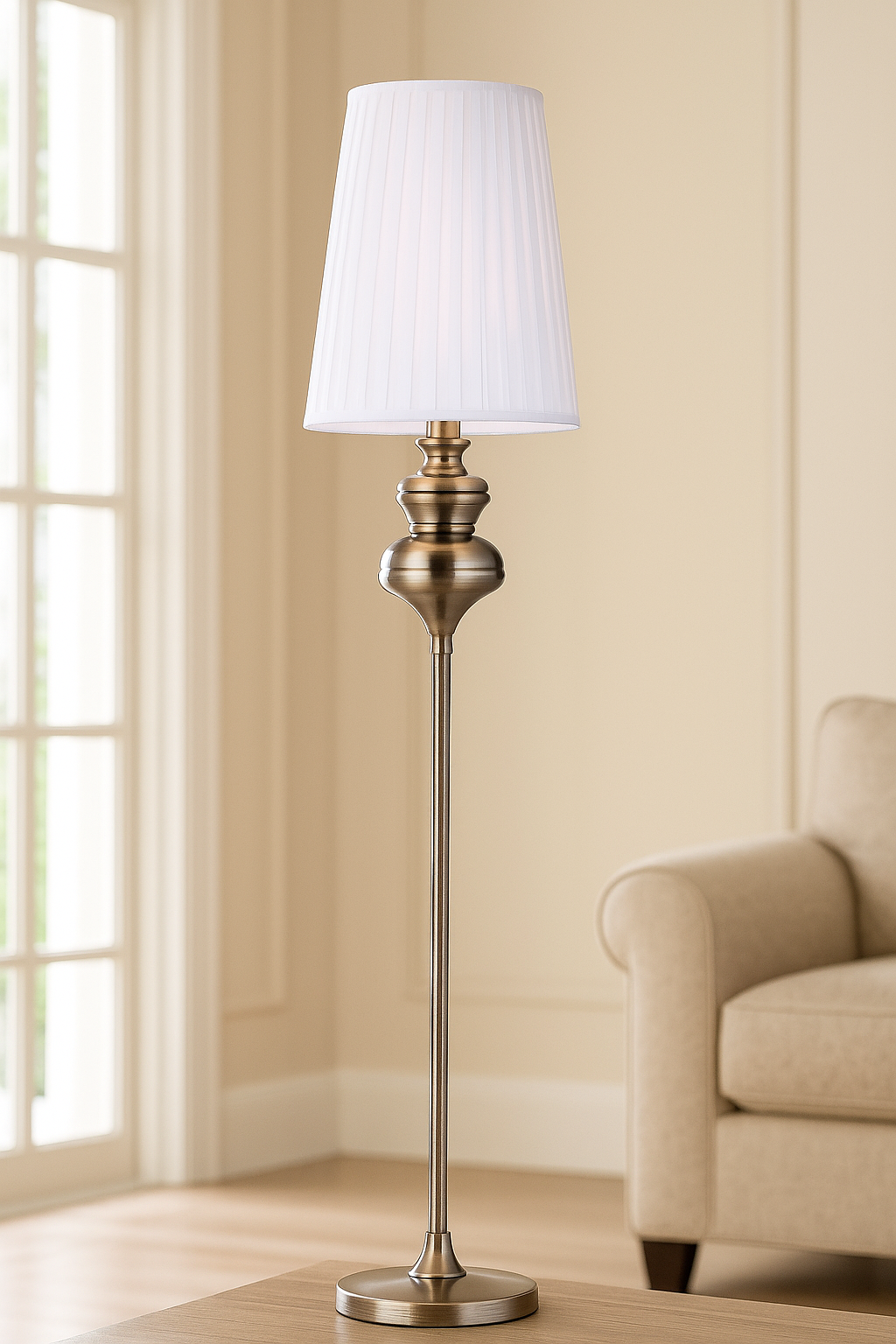 HDC Elegant Classic Floor Lamp with Pleated Shade