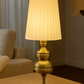 Hdc Luxury Golden Table Lamp with Pleated Fabric Shade