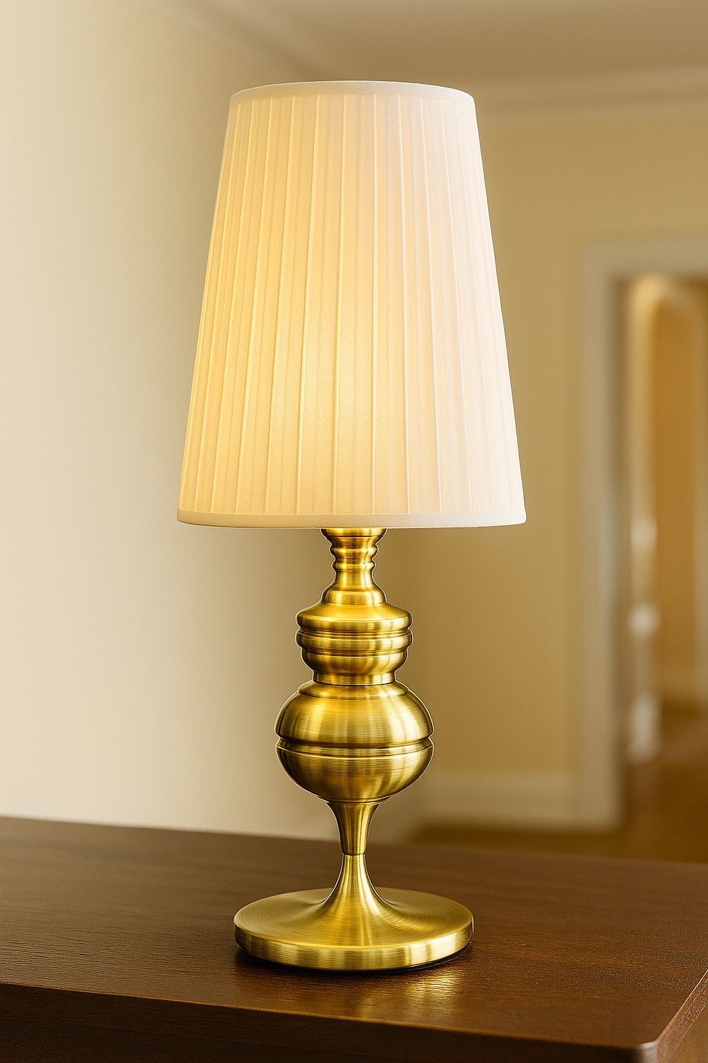 Hdc Luxury Golden Table Lamp with Pleated Fabric Shade