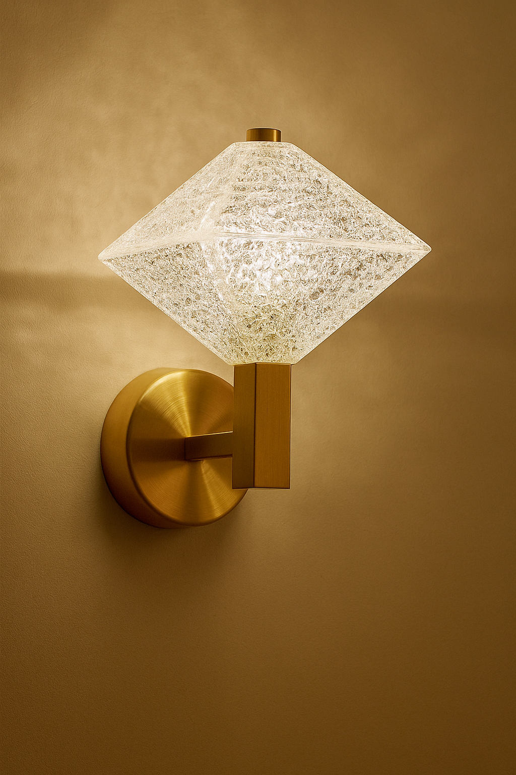 Hdc Modern Diamond Crystal Wall Light – Luxury Gold-Finished LED Wall Lamp
