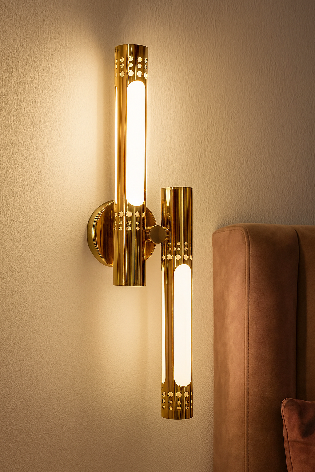 Hdc Modern Dual Rose Gold Twin LED Tube Wall Lamp- Warmwhite