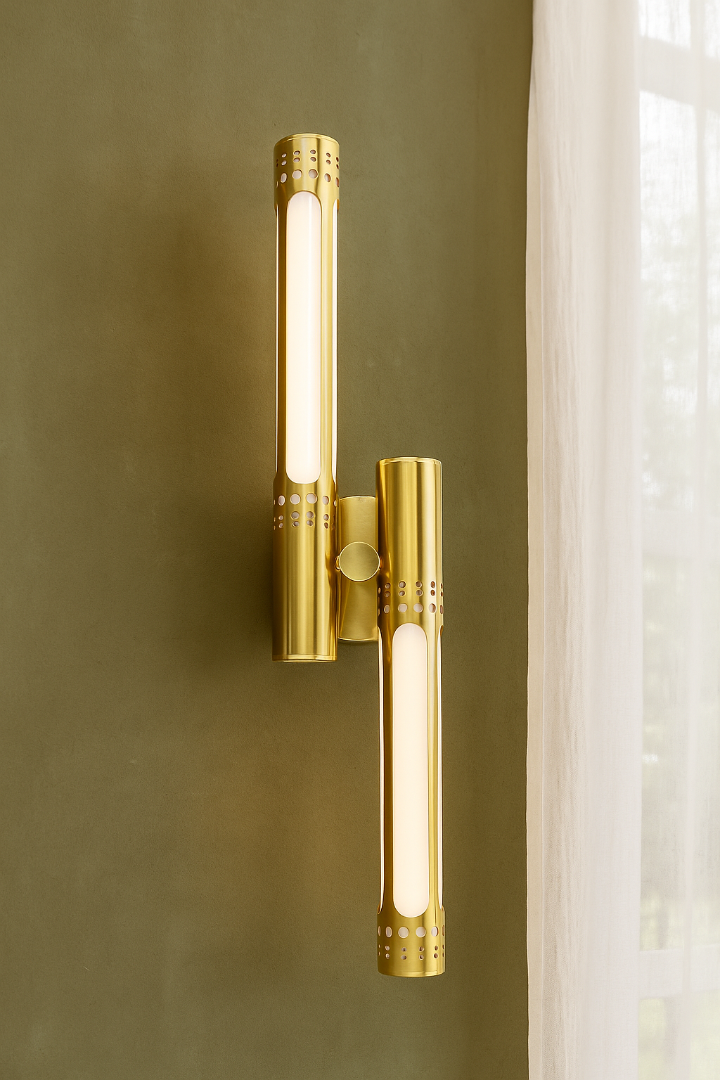 Hdc Modern Dual Gold Twin LED Tube Wall Lamp- Warmwhite