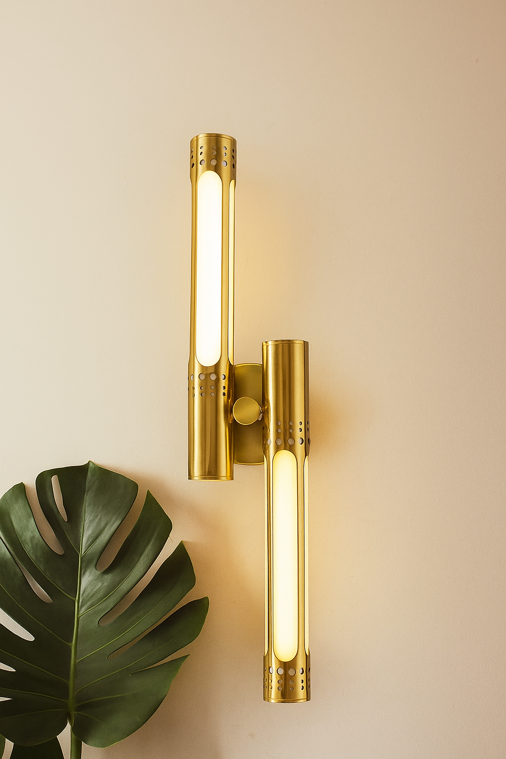 Hdc Modern Dual Gold Twin LED Tube Wall Lamp- Warmwhite
