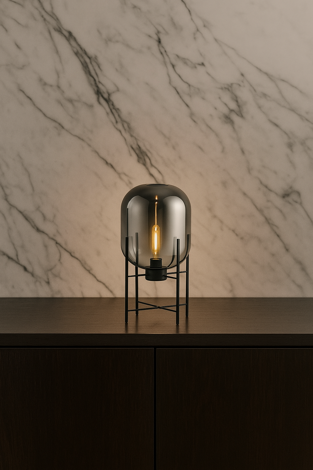 Hdc Desk Table Lamp Glass Shade Black Base For Home And Office Use - Warm White