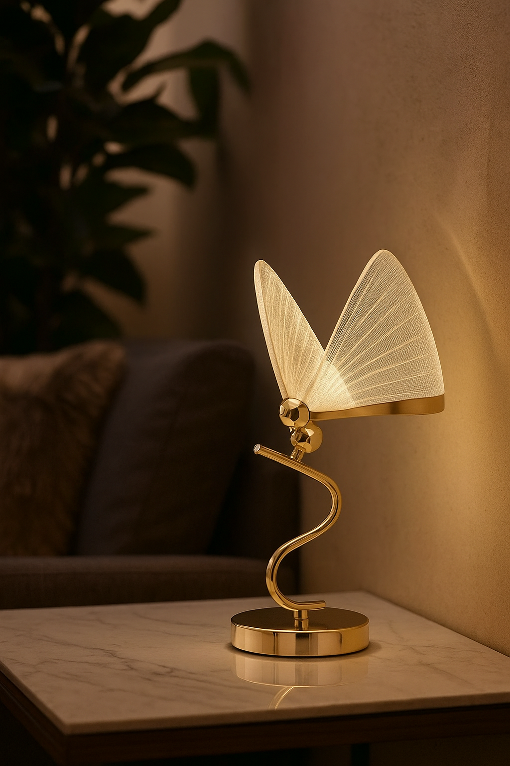 HDC Led Butterfly Gold Desk Table Lamp Gold Base For Home And Office U