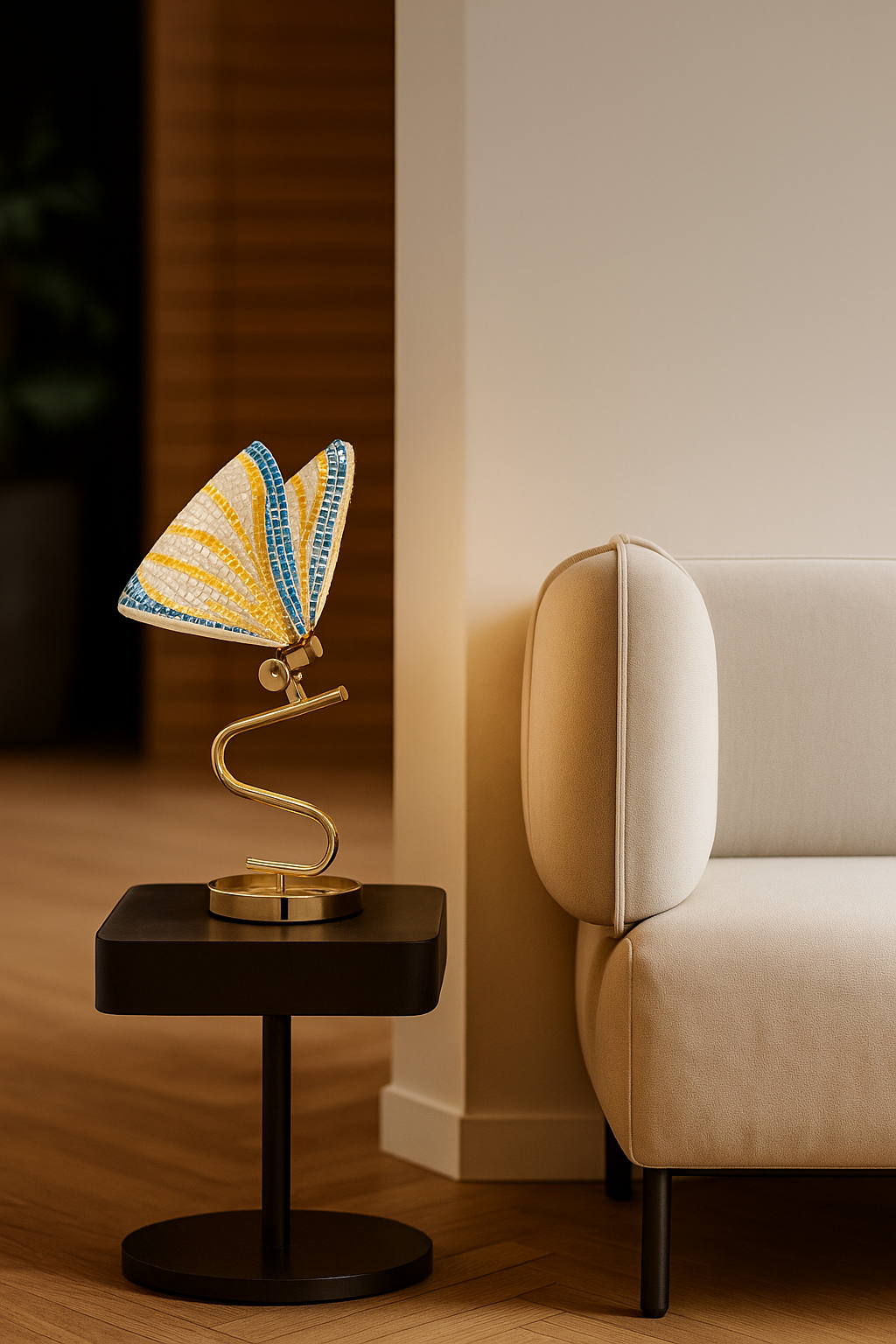 HDC Led Rainbow Butterfly Gold Desk Table Lamp Gold Base For Home And Office Use - Warm White