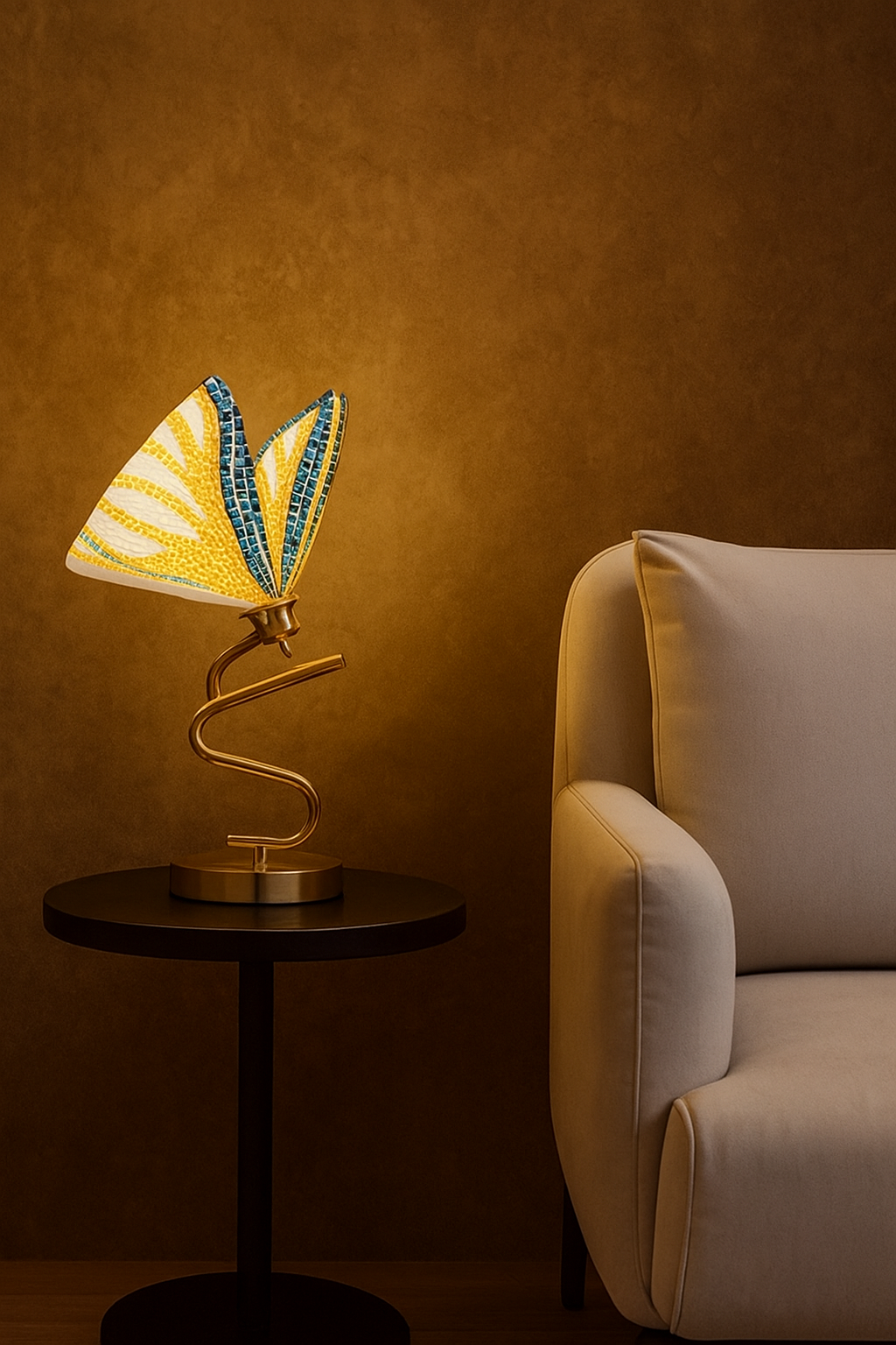 HDC Led Rainbow Butterfly Gold Desk Table Lamp Gold Base For Home And Office Use - Warm White