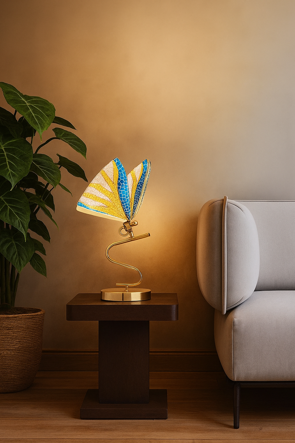 HDC Led Rainbow Butterfly Gold Desk Table Lamp Gold Base For Home And Office Use - Warm White