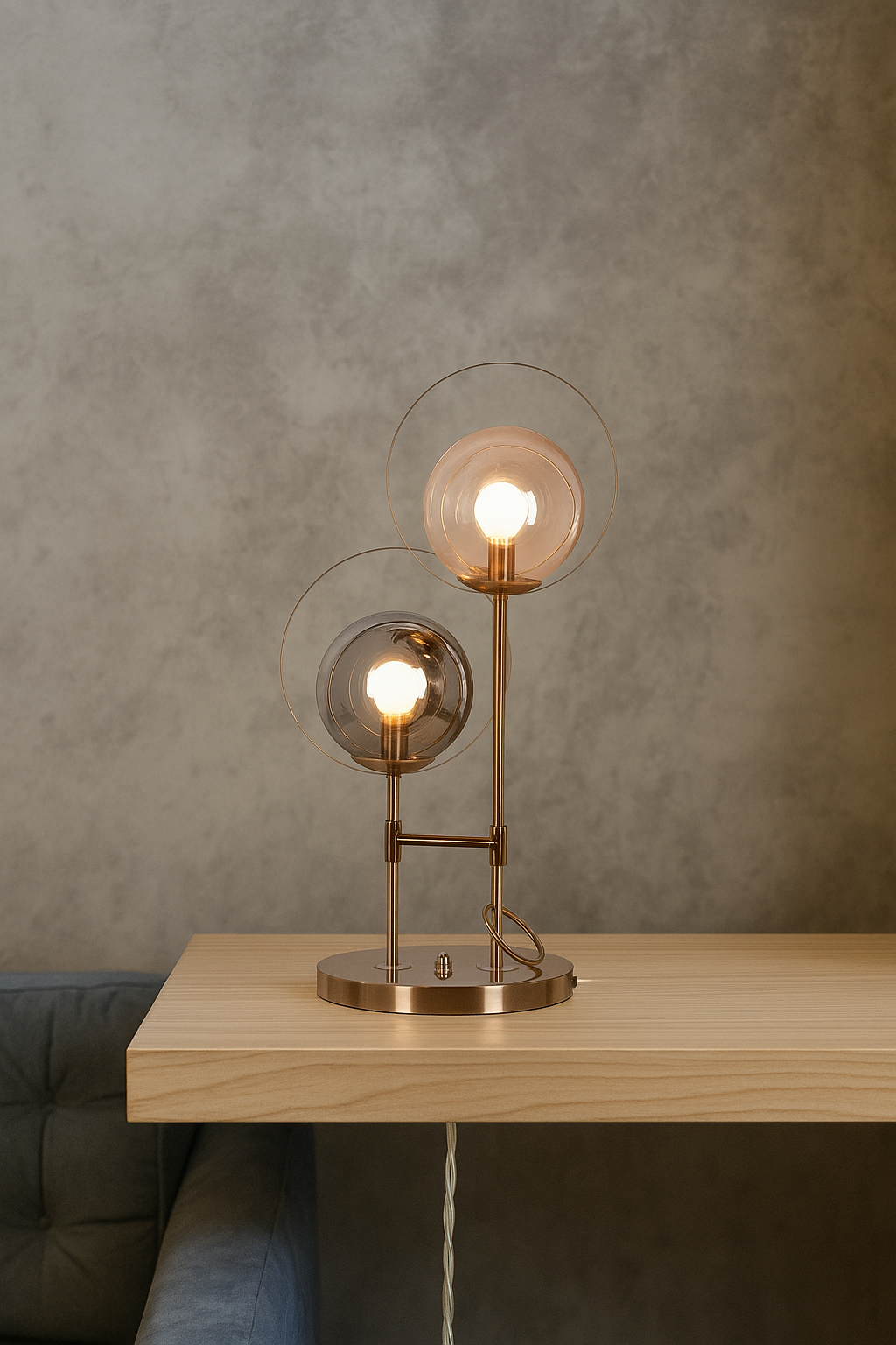 Hdc Double Head glass Living Room Bedroom Bedside Table Lamp