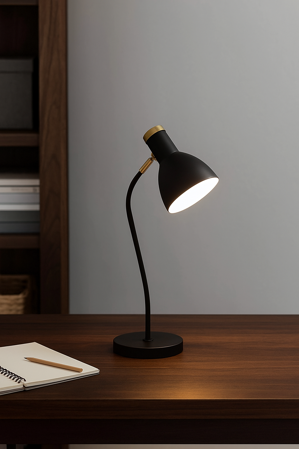 Hdc Creative Sleek Black/White Office Lamp Study Bedroom Night Light Bedside Table Lamp