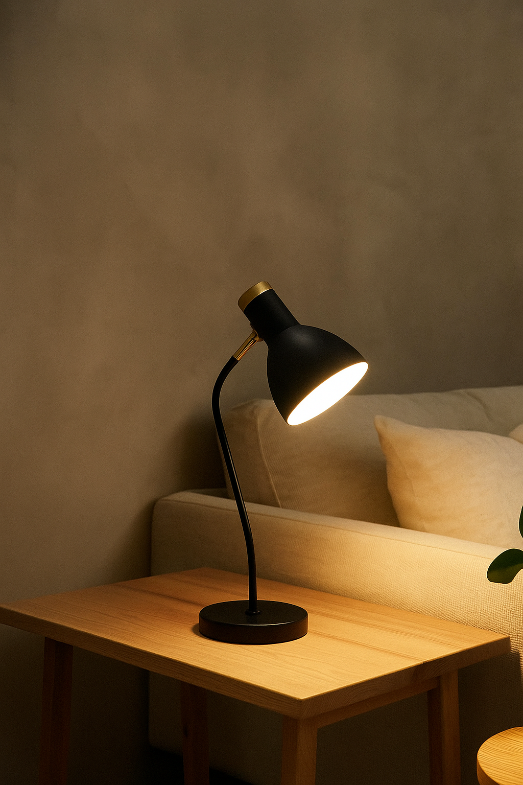 Hdc Creative Sleek Black/White Office Lamp Study Bedroom Night Light  Bedside Table Lamp