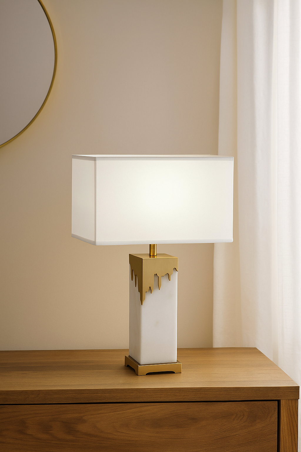 Hdc Modern Antique Brass Finish Table Lamp With Glass Shade