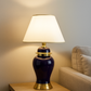 Hdc Lean Modern Purple Ceramic Nightstand Lamp With High-quality Fabric Lampshade