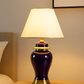 Hdc Lean Modern Purple Ceramic Nightstand Lamp With High-quality Fabric Lampshade