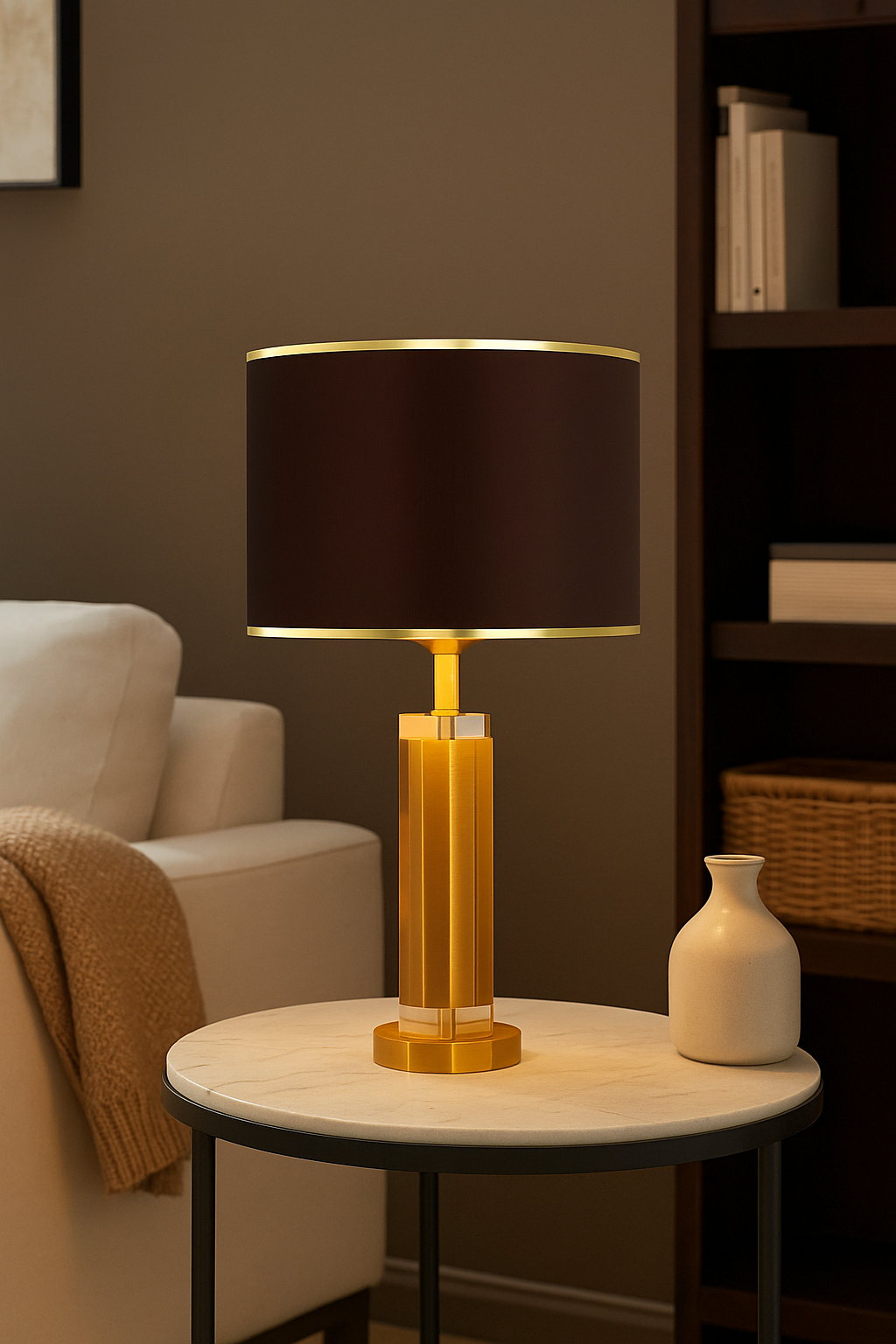 Hdc Luxury Modern Crystal Table Lamp With High-quality Fabric Lampshade