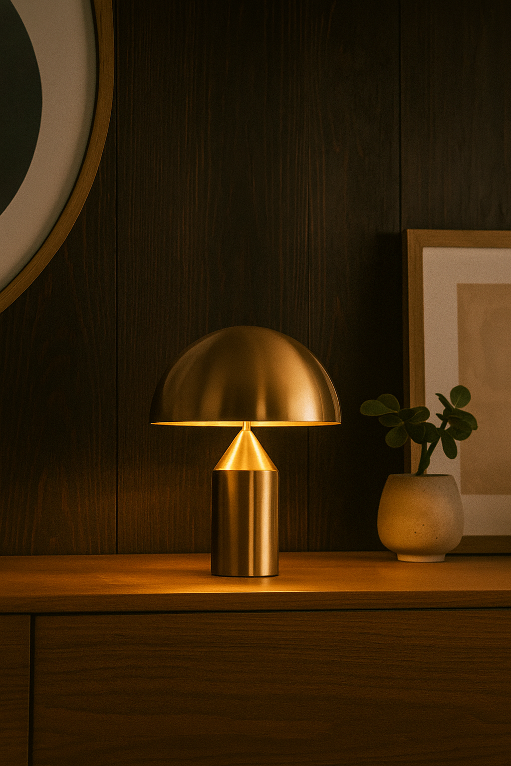 Hdc Mushroom Modern Architect LED Desk Lamps, Luxury Decorations Made of Nordic Chrome Metal with Warm White Light- Black