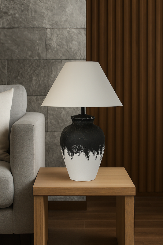 Hdc Ceramic Nightstand Lamp Southwest Clay Pot Gradient Desk Lamp Handmade Textured Shade Bedside Lamp Desk Light