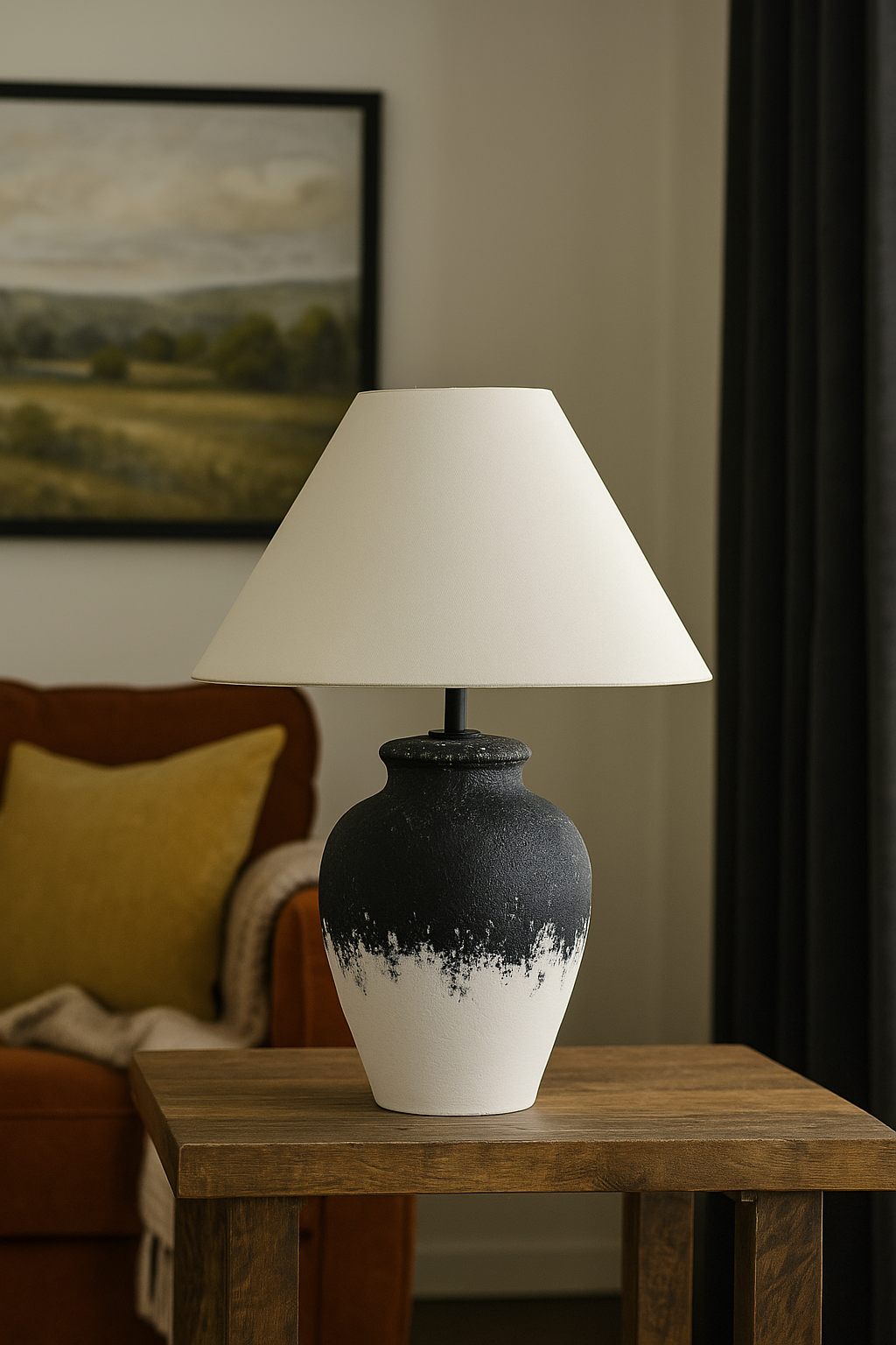 Hdc Ceramic Nightstand Lamp Southwest Clay Pot Gradient Desk Lamp Handmade Textured Shade Bedside Lamp Desk Light