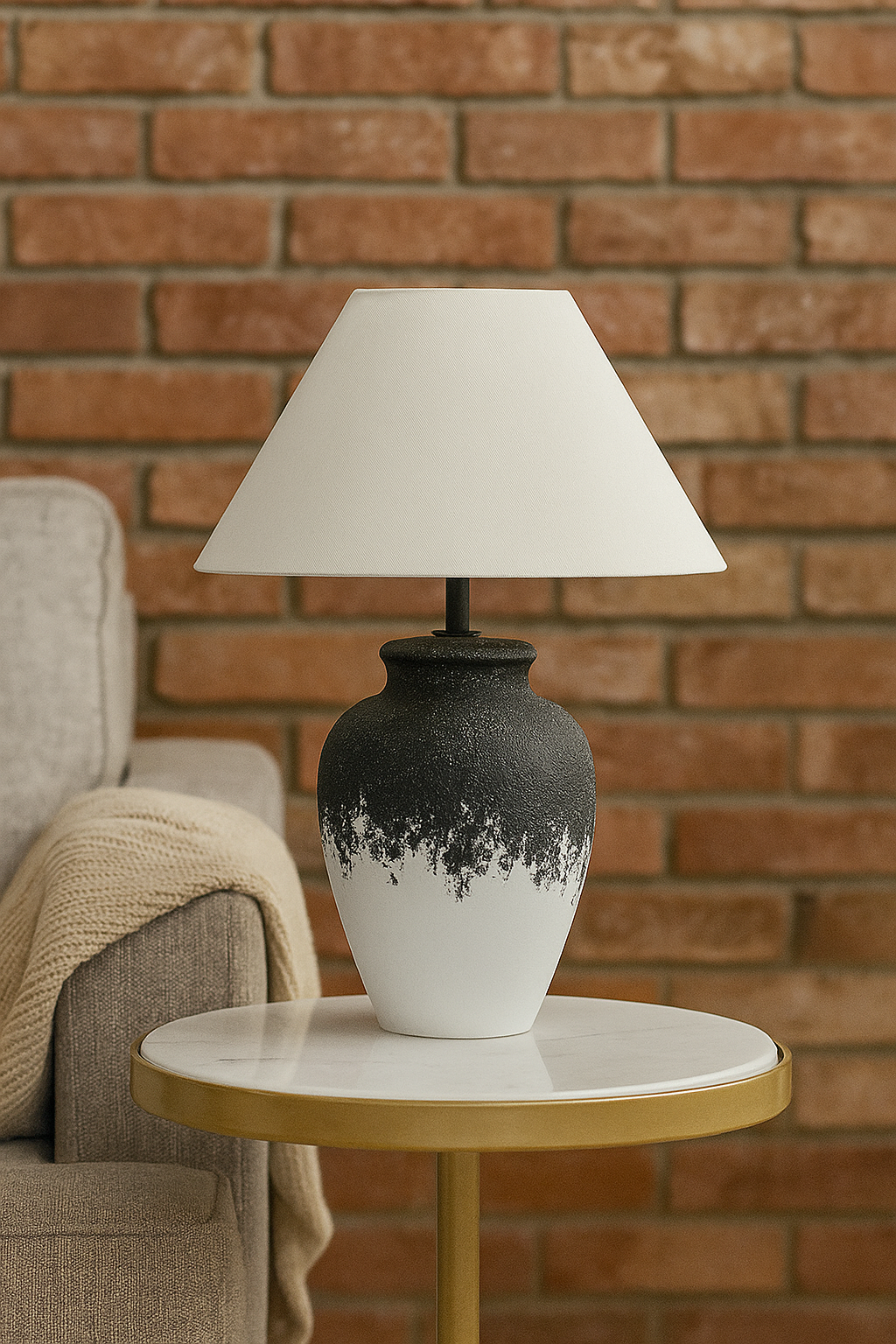 Hdc Ceramic Nightstand Lamp Southwest Clay Pot Gradient Desk Lamp Handmade Textured Shade Bedside Lamp Desk Light