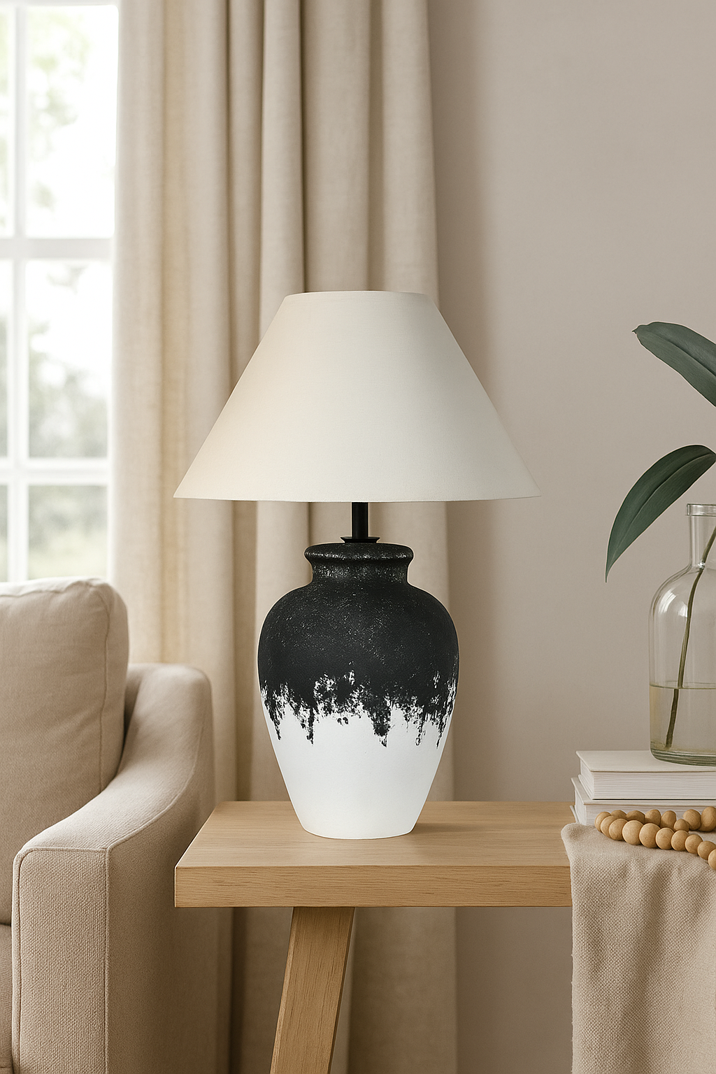 Hdc Ceramic Nightstand Lamp Southwest Clay Pot Gradient Desk Lamp Handmade Textured Shade Bedside Lamp Desk Light