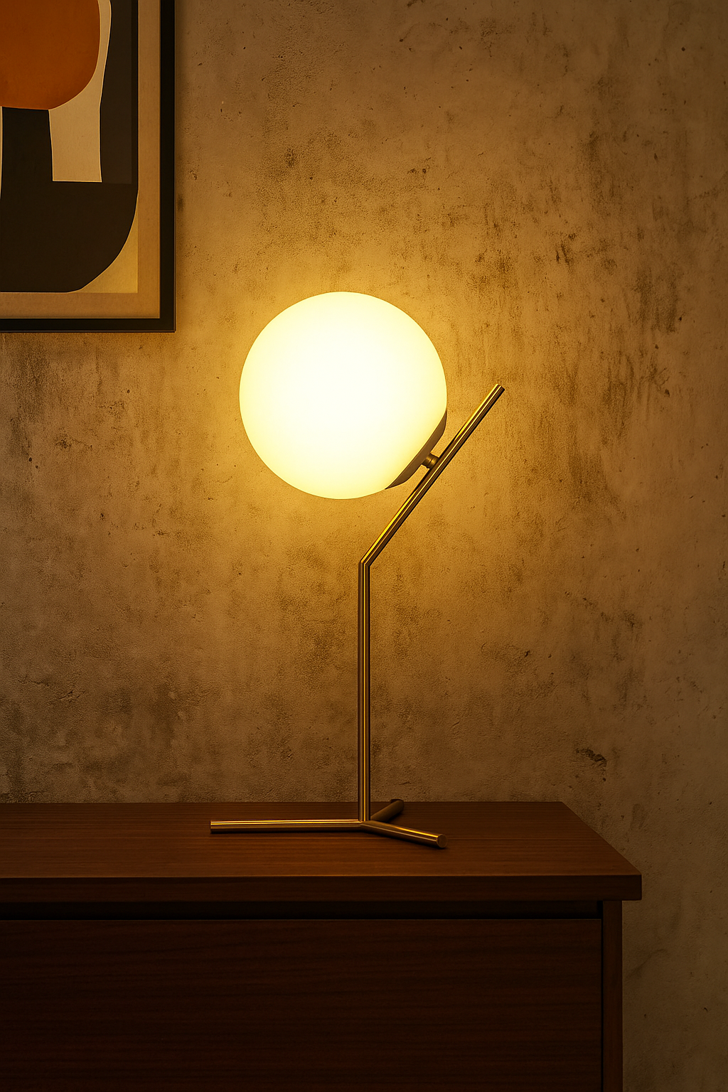 Hdc Frosted Ball Shade Gold Base Table Lamp (Warm White)