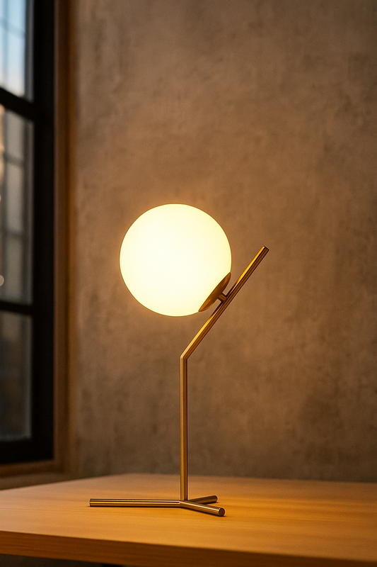 Hdc Frosted Ball Shade Gold Base Table Lamp (Warm White)