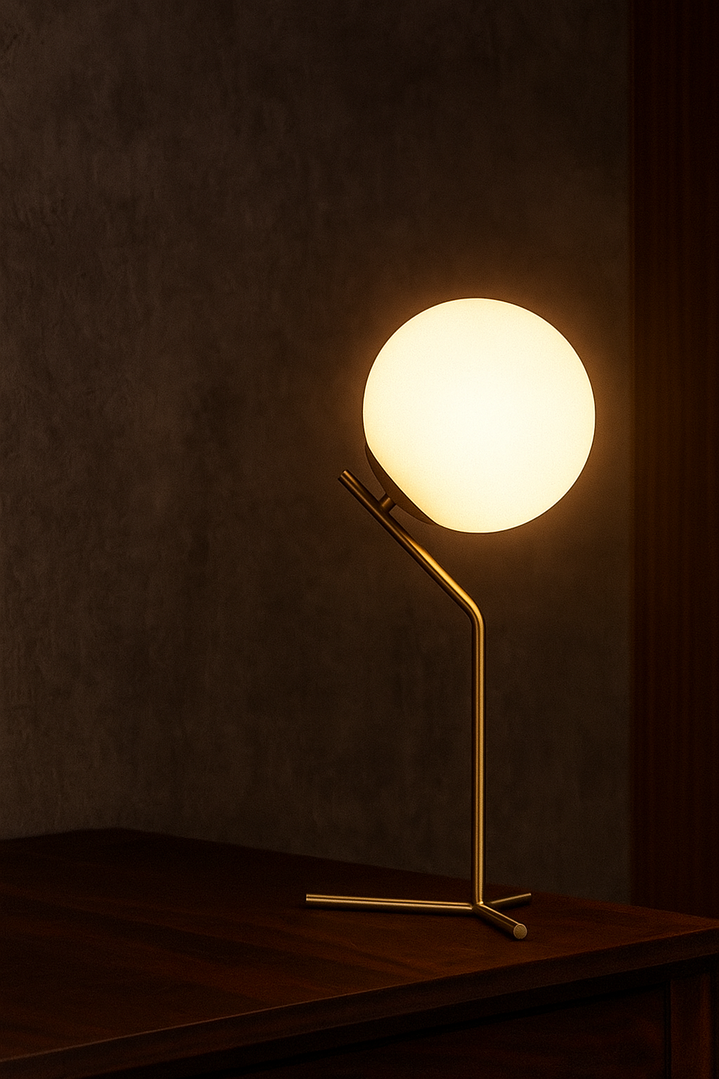 Hdc Frosted Ball Shade Gold Base Table Lamp (Warm White)