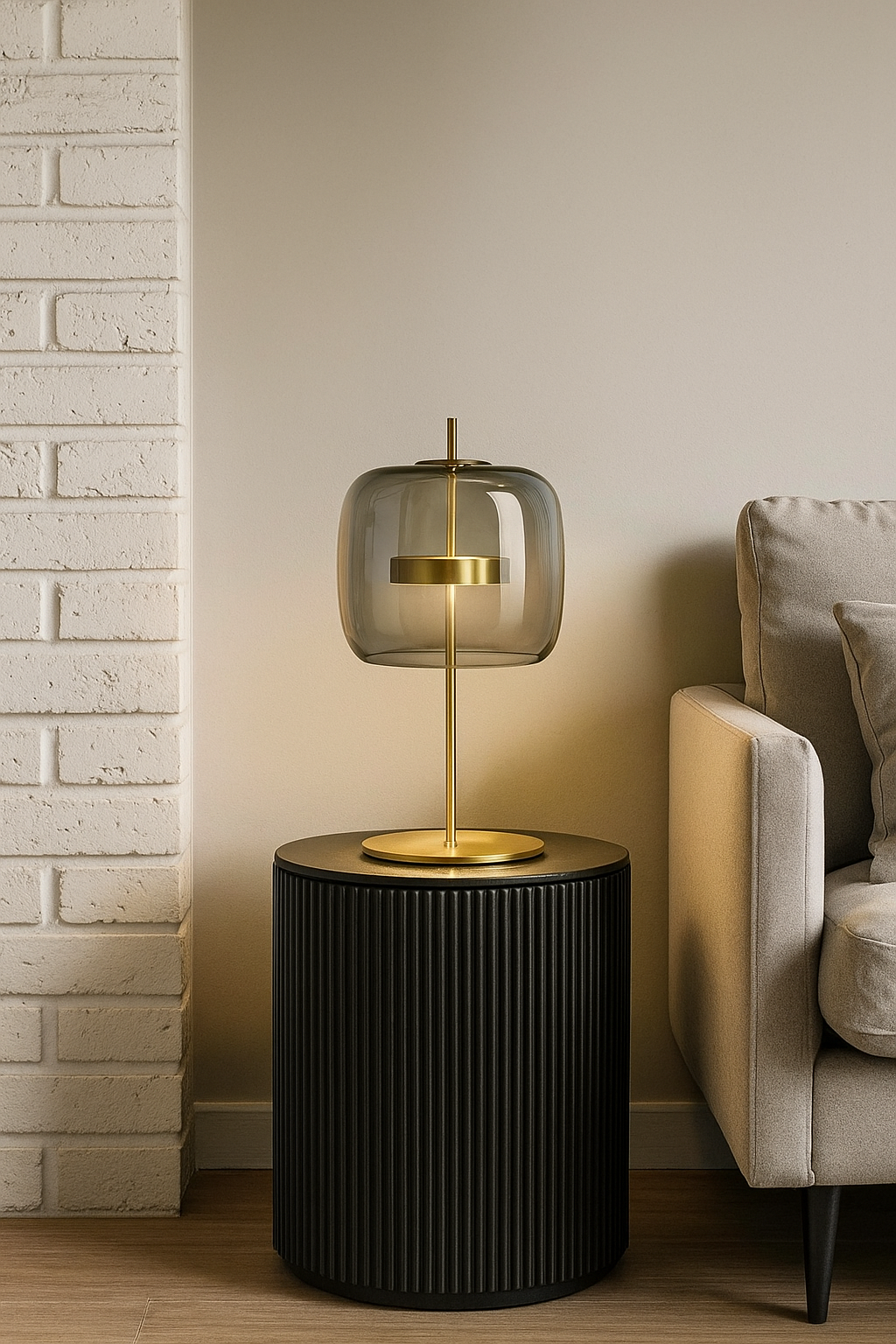 HDC Nordic Grey Glass LED Table Lamps for beside bedroom