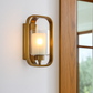 HDC Gold Metal Cage Body Antique Brass Cylinder Glass Wall Light