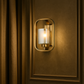HDC Gold Metal Cage Body Antique Brass Cylinder Glass Wall Light