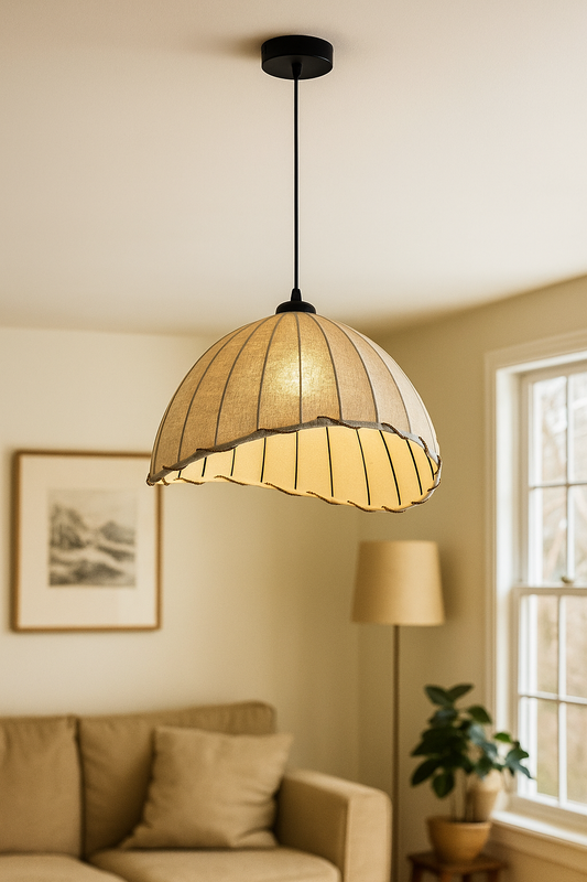 HDC Woven Fabric Dome Pendant Light for Living Room