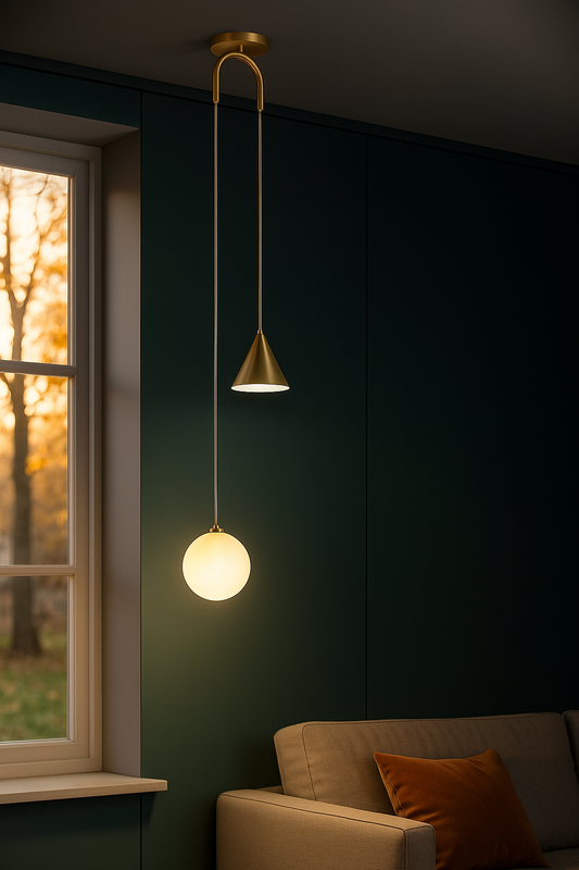 Hdc Glass Pendant, Matte White Glass with Brass Finish, Double Sided Ceiling Hanging Lamp Modern Light Fixture Personality Novel Decorated Glass Chandelier Interesting Life, Vintage Chandeliers