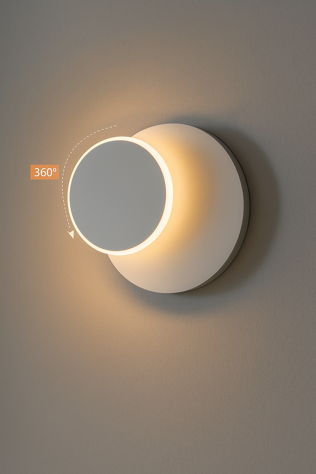 HDC White Sconce Wall Lights 360 Degrees Round Led Wall Lamp For Bedroom Living Room