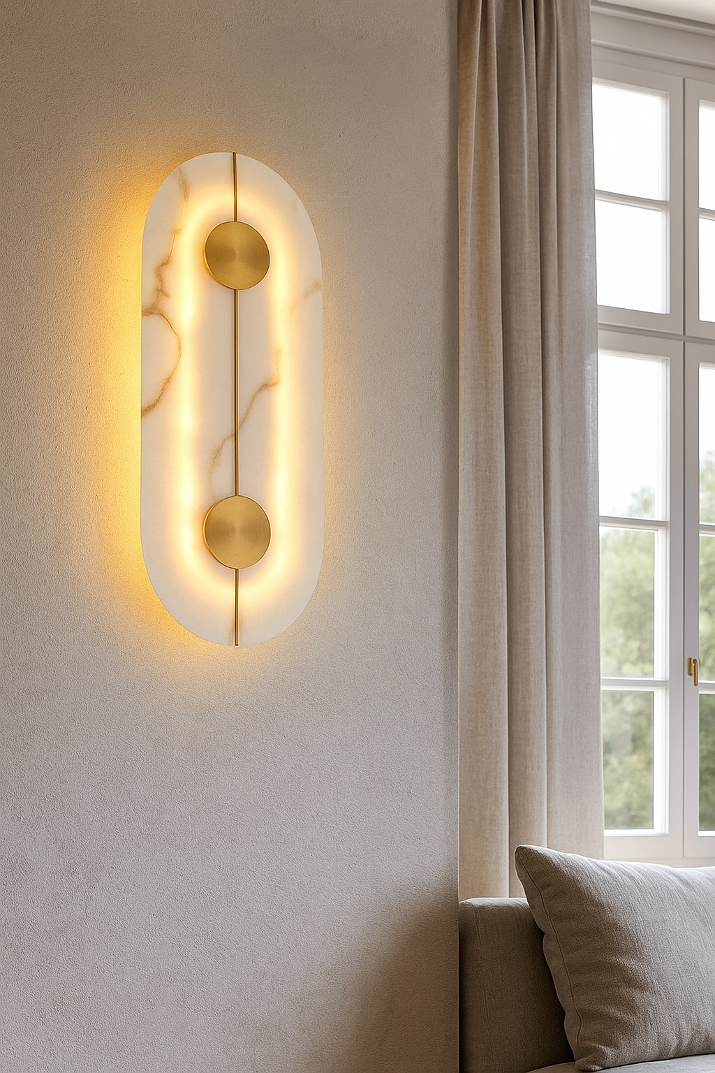 HDC Marble Glow Dual Disc Luxury Iron & Marble Designer LED Wall Light