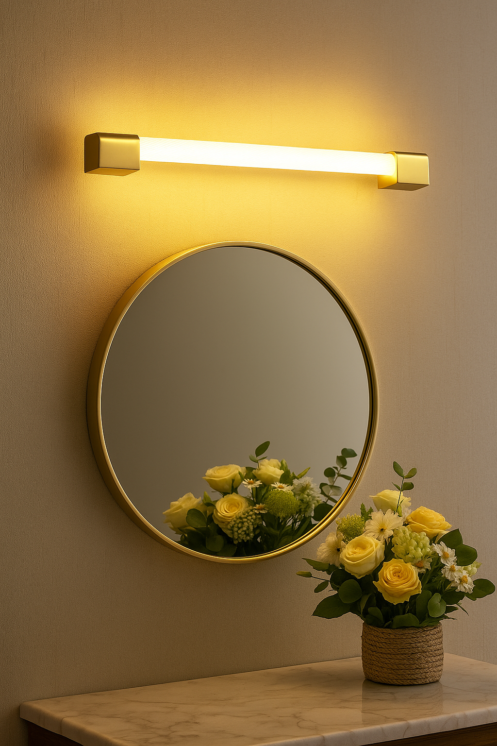 Hdc 18W Gold Linear LED Mirror & Vanity Fixture Wall Light – Tricolor