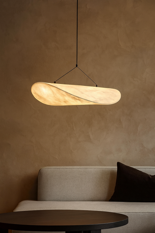 HDC Modern Curved Shell Pendant Light – Sculptural Warm LED Ceiling Lamp for Dining, Lounge & Contemporary Interiors