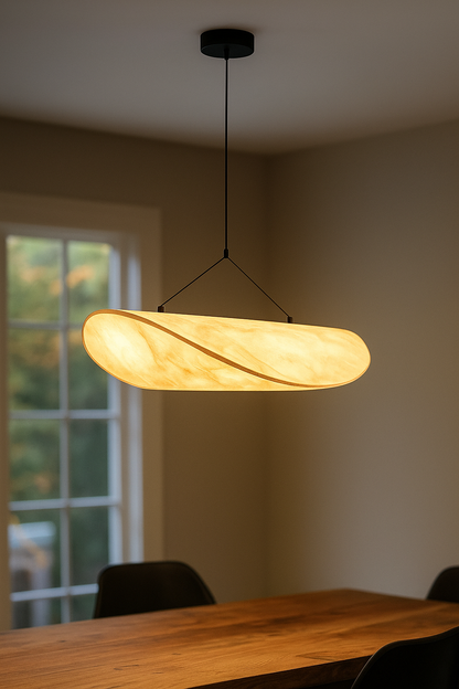 HDC Modern Curved Shell Pendant Light – Sculptural Warm LED Ceiling Lamp for Dining, Lounge & Contemporary Interiors
