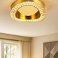 HDC Luxury Crystal Rim LED Ceiling Light – Modern Gold Flush Mount for Living Rooms, Bedrooms & Hallways
