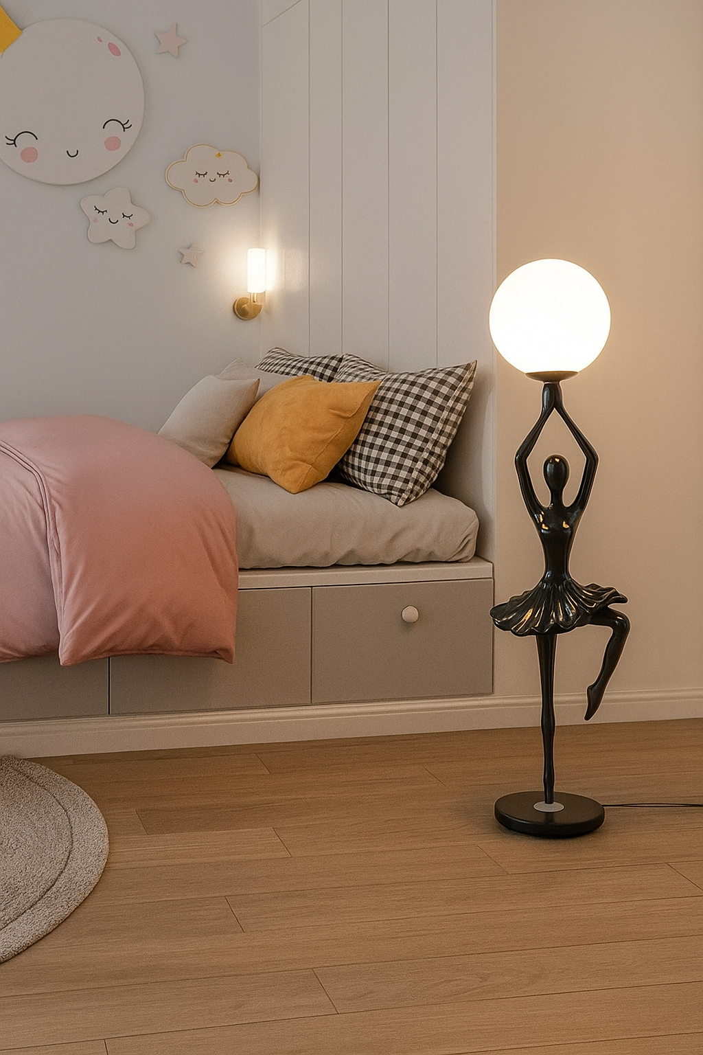 Hdc Girl's Room Dance Girl Standing Lamp Modern Bedroom Art Design led Children's Room Floor Lamp