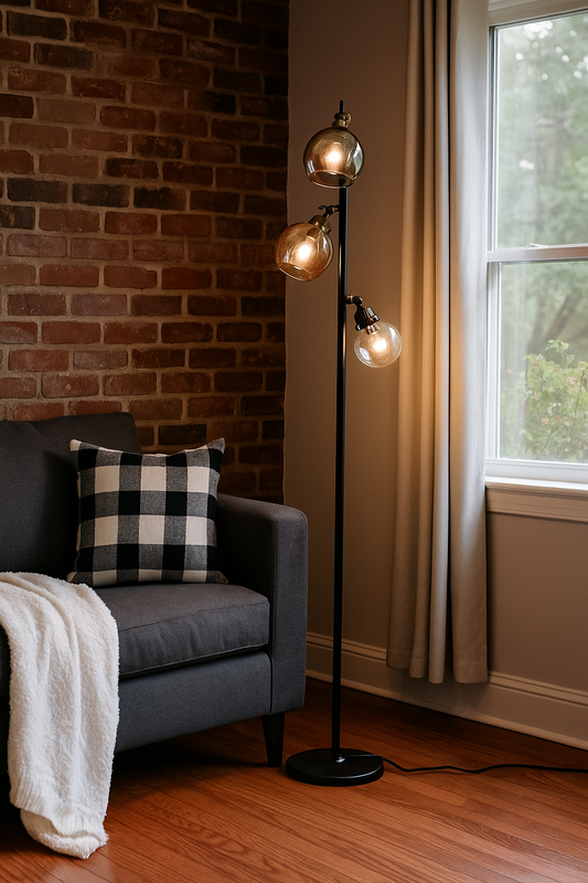 HDC Modern style industrial glass shade floor lamp for living room bedroom room corner