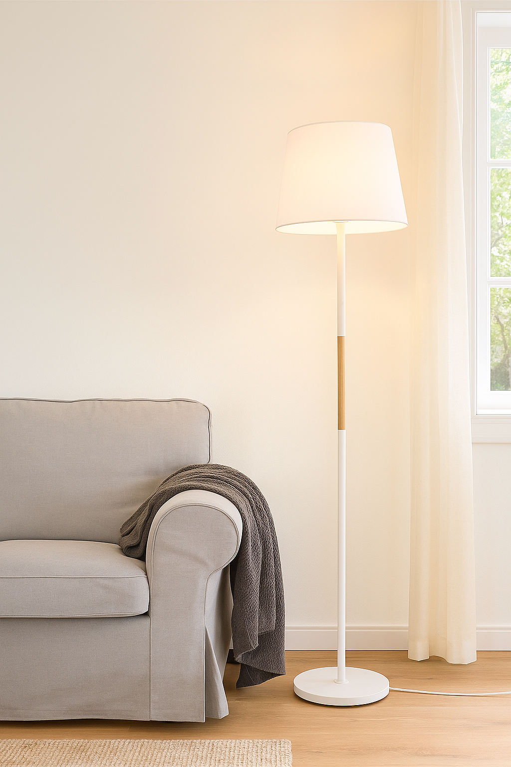 Hdc Nordic Floor Lamp With metal body and linen shade