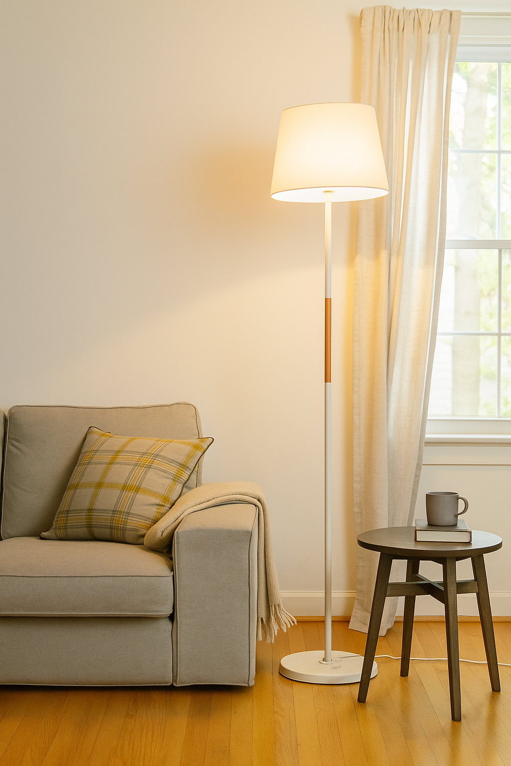 Hdc Nordic Floor Lamp With metal body and linen shade