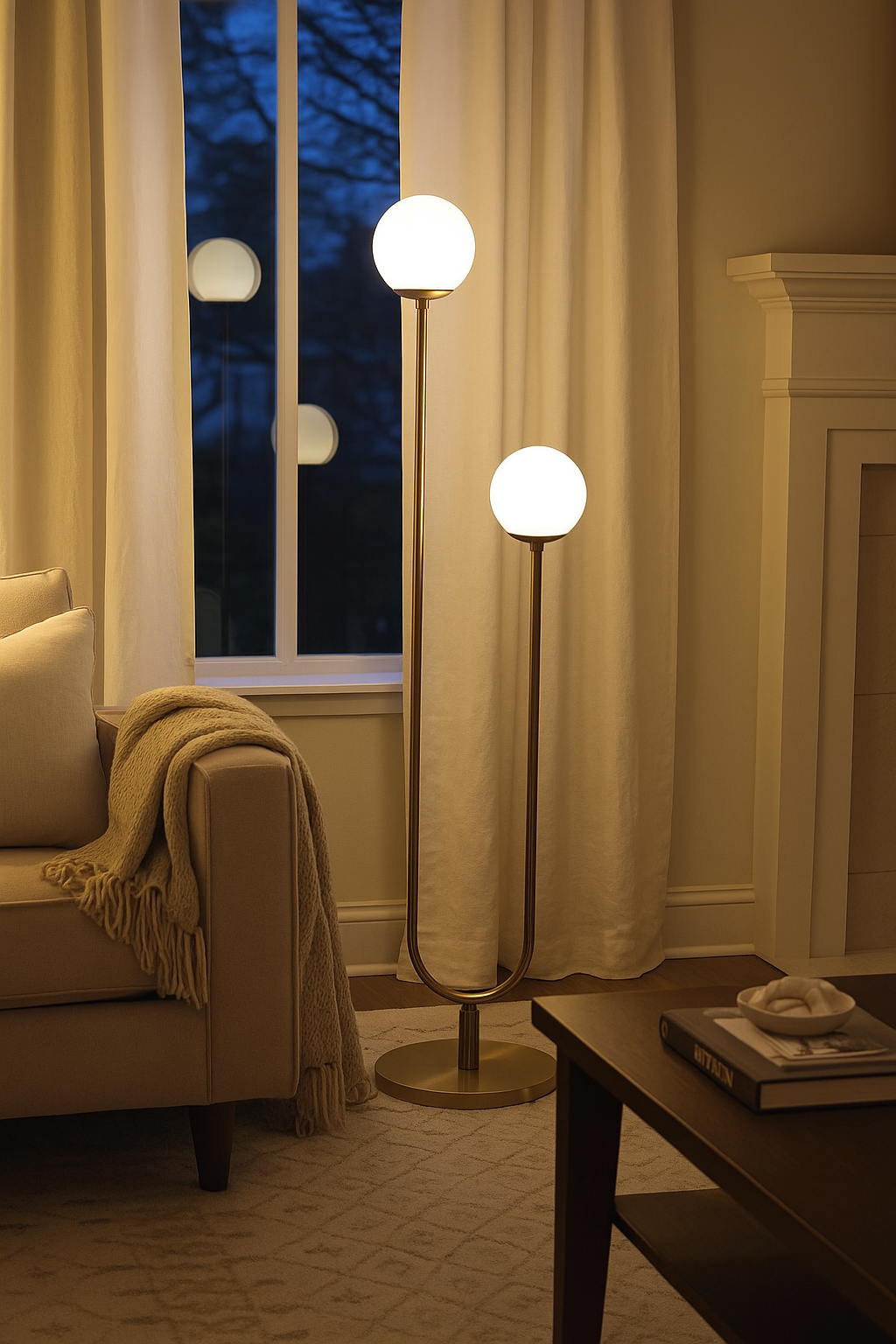 Hdc 2-Globe Modern Freestanding Lamp Living Room Floor Lamp