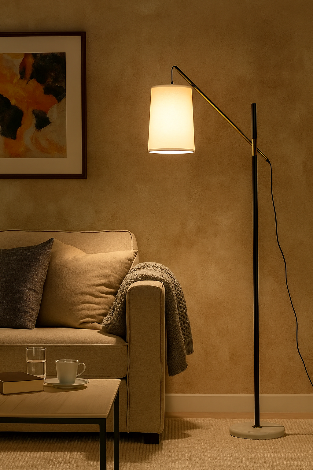 Hdc High Quality Nordic Minimalist Black Gold Metal Floor Lamp with Shade