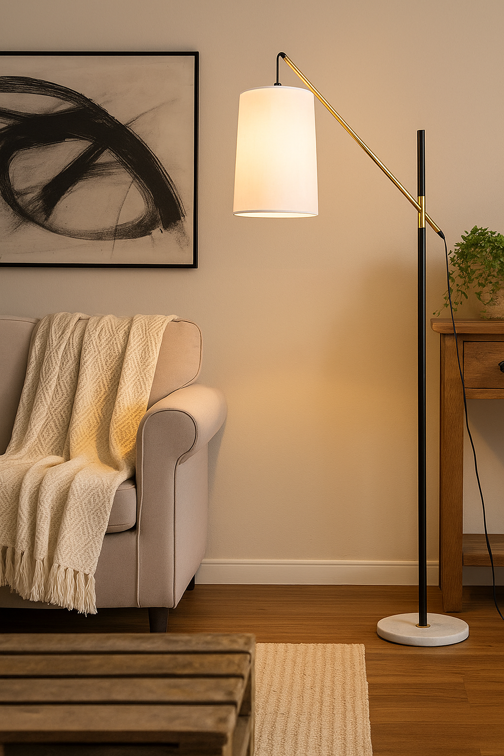 Hdc High Quality Nordic Minimalist Black Gold Metal Floor Lamp with Shade