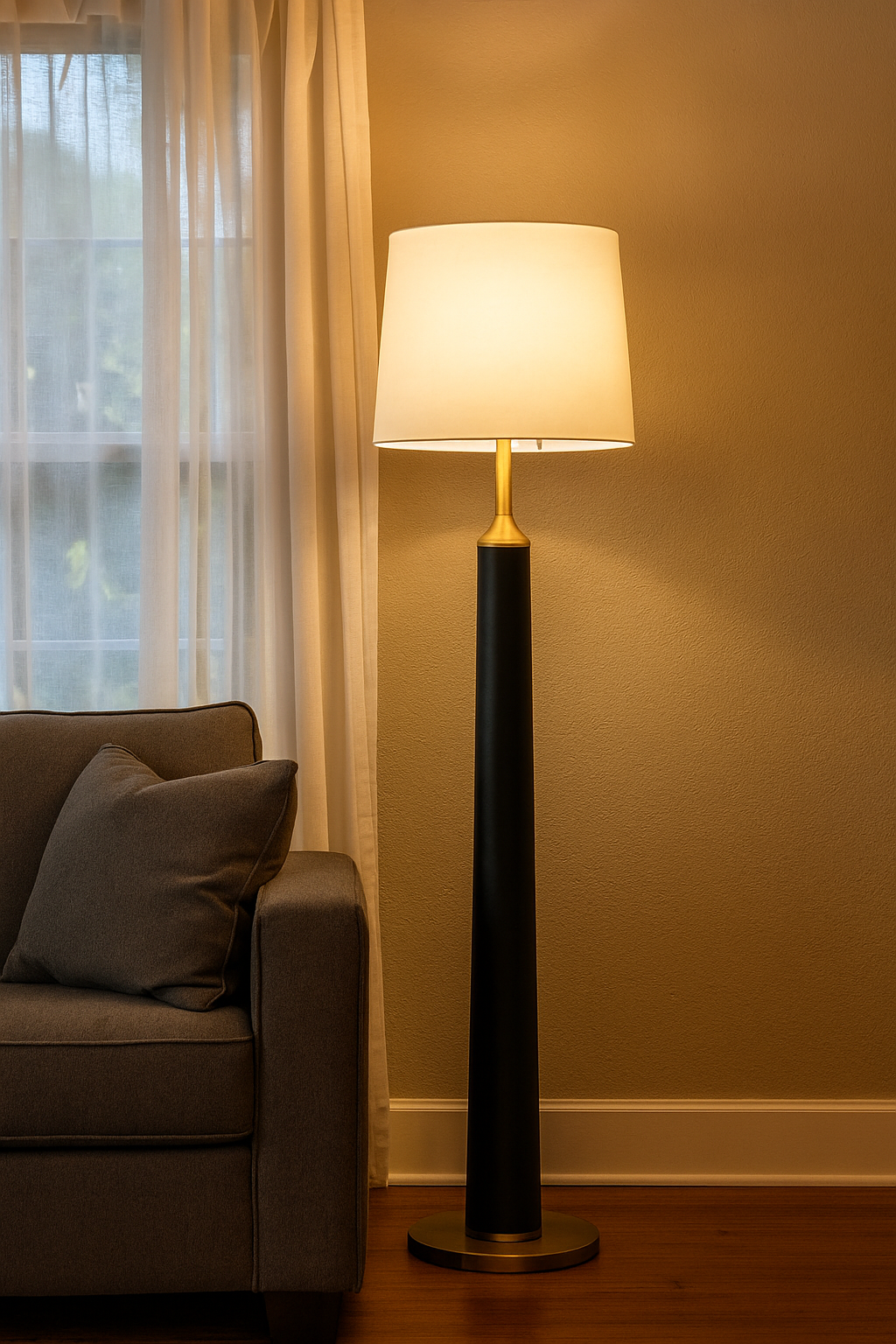 HDC Luxe Black & Gold Floor Lamp For Living Room