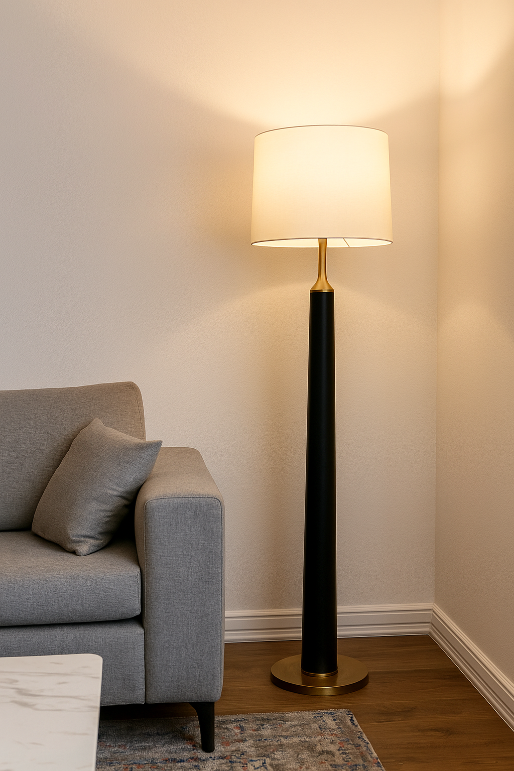 HDC Luxe Black & Gold Floor Lamp For Living Room