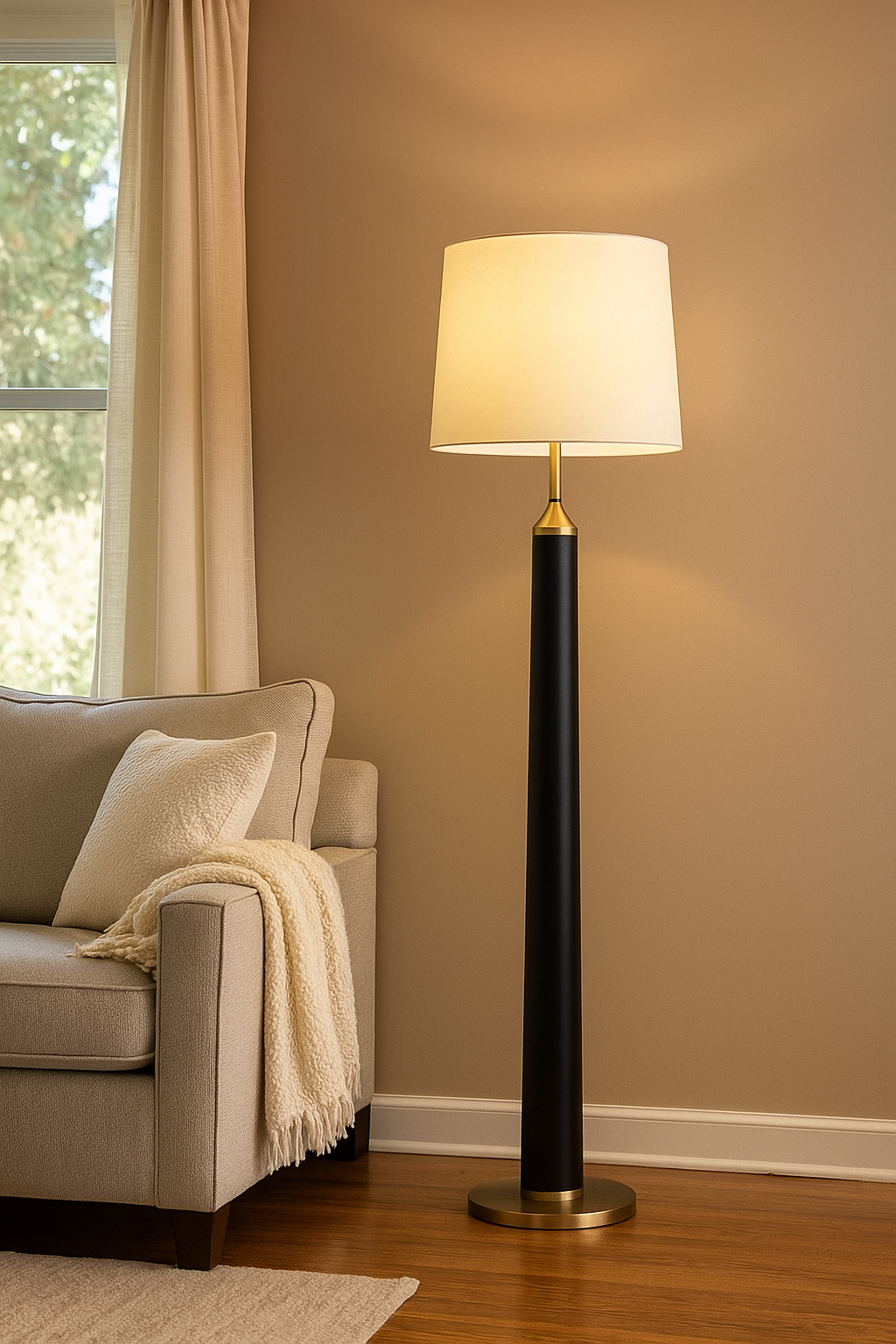 HDC Luxe Black & Gold Floor Lamp For Living Room