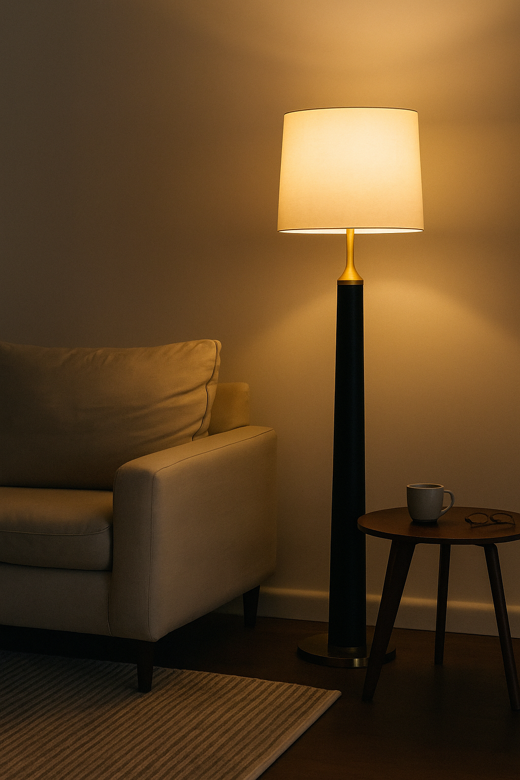 HDC Luxe Black & Gold Floor Lamp For Living Room