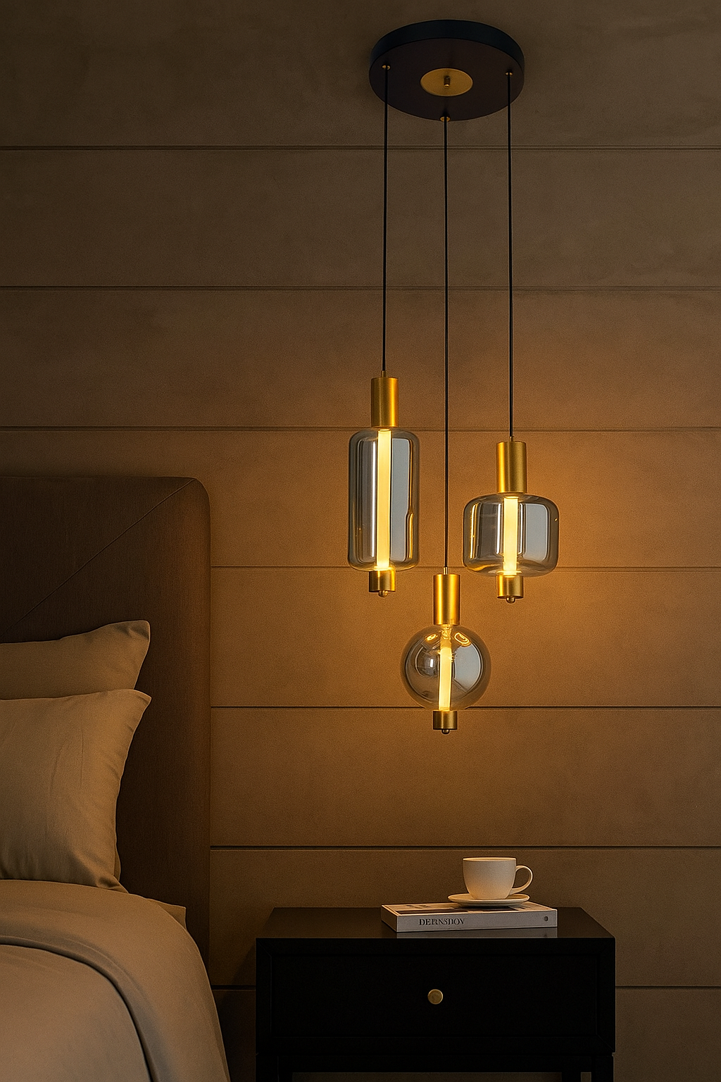 HDC 3 Light Clear Glass Pendant Light for Living Room